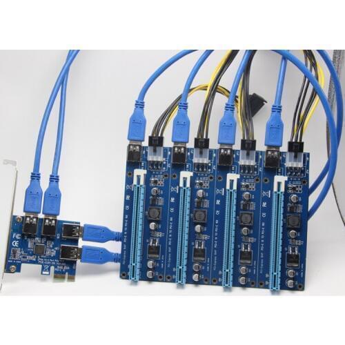 SP PCI-e Express 1X To 4 Port PCIE 16X Multiplier HUB Riser Adapter Card w/1.96ft USB 3.0 Cable Drop Shipping