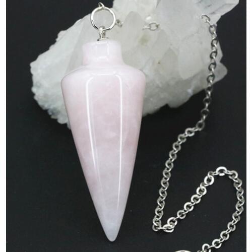 Natural Stone Pendant Pyramid Reiki Pendulum Healing Chakra Amulet Pink Chalcedony Jades Drop Pendants DIY Jewelry 18x40mm A76
