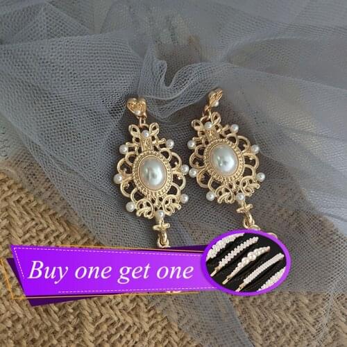 Juorest Romantic Pearl Earrings Women Fashion Elegant Gold Palace Style Crystal Earrings Simple Tassel High-end Party Jewelry