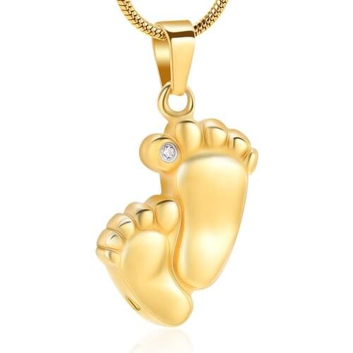 Footprint Cremation Urn Pendant Necklace for Ashes Stainless Steel Mini Urns Jewelry to Holder Ashes Baby Foot Memorial Keepsake