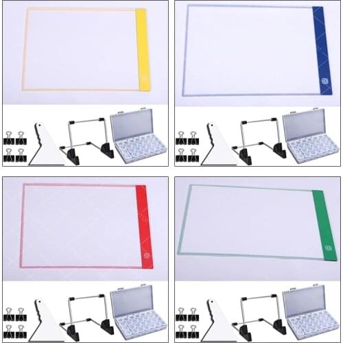 4 colors A4 Size Led Light Pad for Diamond Painting Embroidery Sale Three Level Dimmable Painting Detachable Stand and Clips