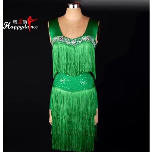 High-grade diamond tassel dance skirt dress dress new adult game Latin Dance Latin dance