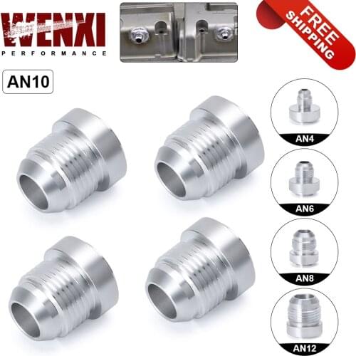 Top Quality Aluminum AN4 6 8 10 12 AN Straight Male Weld Fitting Adapter Weld Bung Nitrous Hose Fitting Silver
