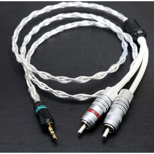 Xssh HIFI Single crystal copper plated with silver 3.5mm jack to 2rca plug aux audio cables