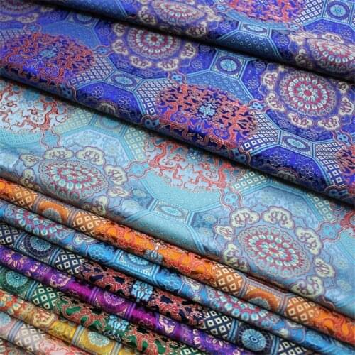 NEW45 Blue/Green/Red/Orange/Pink Embroidery Chinese Style Jacquard Brocade Fabrics For Dress/Decoration DIY Sewing Materials