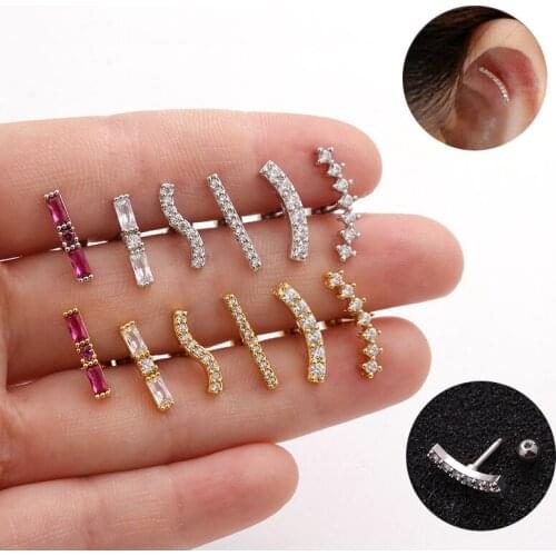 1PC Simple CZ Stud Piercing Cartilage Earrings Conch Tragus Stud Helix Cartilage Piercing Jewelry