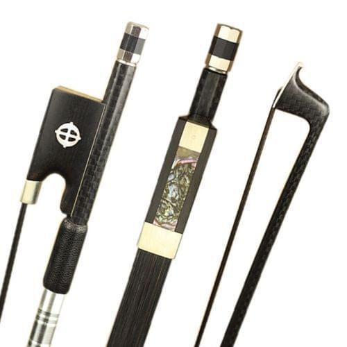 1 Pc High Quality Plaid Light Carbon Fiber 4/4 Violin Fiddle Bow Nickel Silver Accessory Mongolia Black Horse Hair