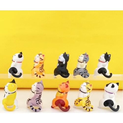 10 Pack of PVC Cat Ornament Home Room Office Car Dashboard Decoration Car Interior Gifts