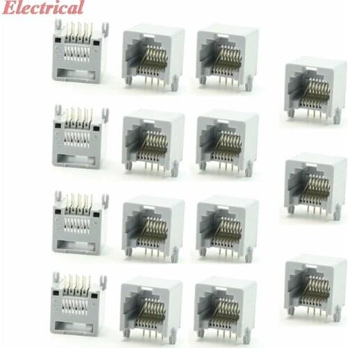 13mm Long Gray Plastic Casing RJ45 8P8C Modular Network PCB Jack Socket