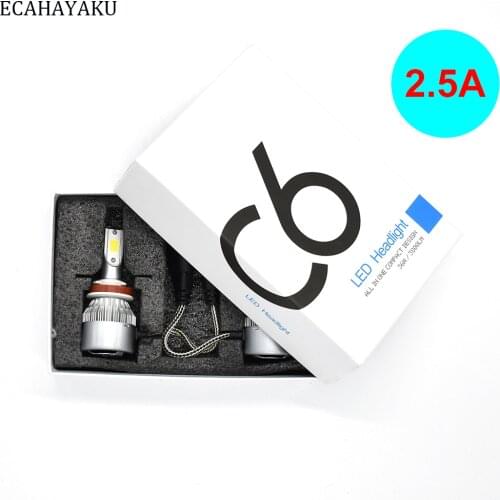 2pcs All In One C6 Car Led Headlight H1 H3 H7 H11 H4 H13 9004 HB3 9006 9007 880 72w 7600lm Per Pair 6000K LED Car Bulbs Headlamp