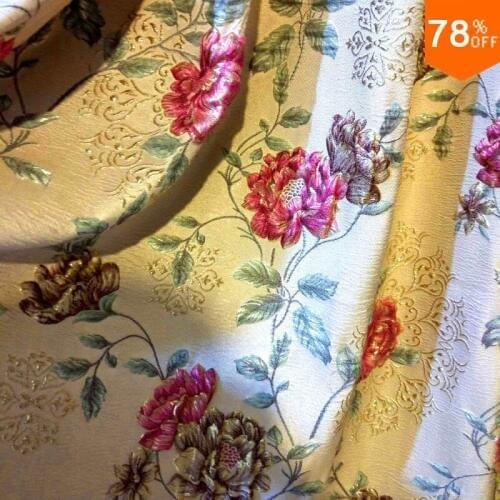 2017 3D embroidery modern simple european fashion jacquard curtain Big Red flower quality thickening curtain cloth fabric Only