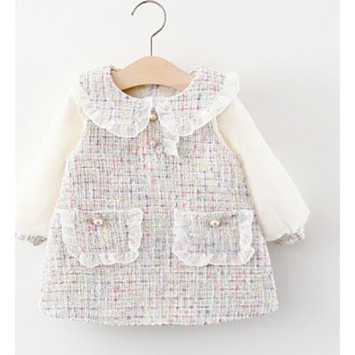 2021 Baby Girls Dress Fashion Patchwork long Sleeve Dress Baby Princess Dress Infant Clothes for 0-24M Toddler Baby Clothes