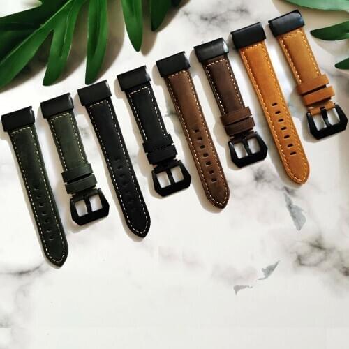 26 22MM Watchband Strap for Garmin Fenix 6 6 Pro 6S 6S Pro 6X 6X Pro Watch Quick Release leather Easyfit Wrist Band Strap