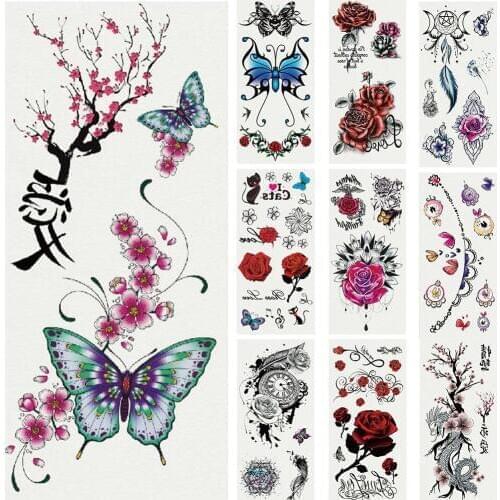 3D Butterfly Flower Body Art Waterproof Temporary Tattoo Sticker Waterproof Women Fake Tattoos Men Children Body Art Sticker