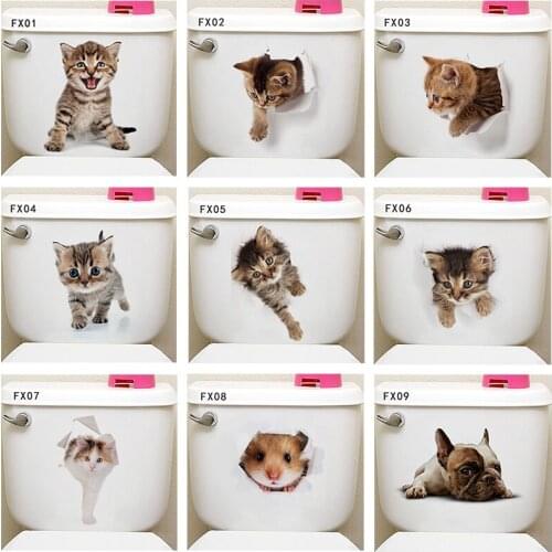 3d hole vivid cat wall stickers home decor living room bathroom toilet refrigerator animal wall decals poster art