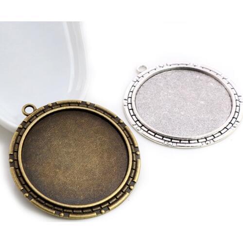 5pcs/lot 40mm Inner Size Antique Bronze and Silver colors New Fashion Style Cabochon Base Setting Charms Pendant