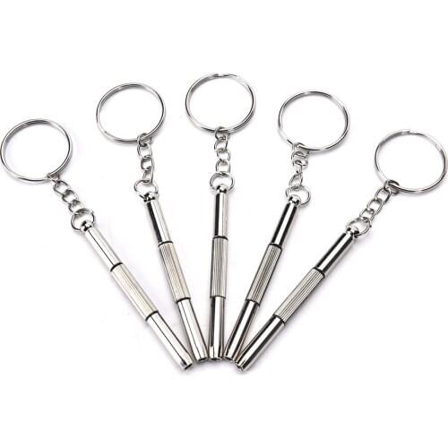 5pcs Multifunction Eyeglass Screwdriver 3-in-1 Home Sunglass Eyeglass Cellphone Watch Repair Keychain Screwdriver Tool