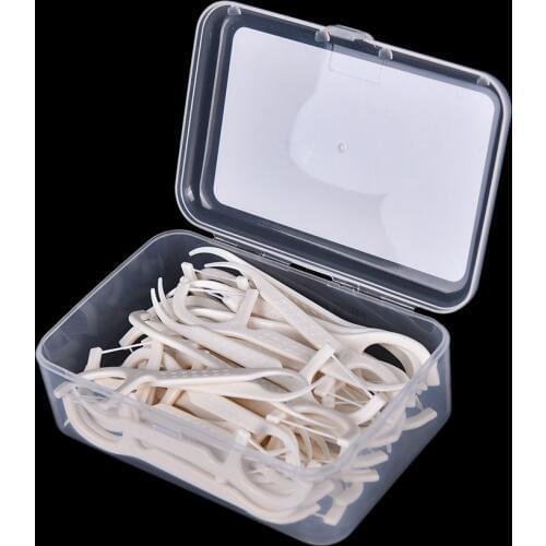 50Pcs/Box Dental Floss Care Teeth Cleaner Interdental Brush Food Debris Toothpick Stick Nylon Floss with box Oral Care Tools
