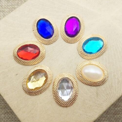 50pcs Fashion Bohemia Oval Button Metal Alloy Buckle Jewelry Strass Flatback Floating Enamel Earrings Nacklace Brooch Ornament