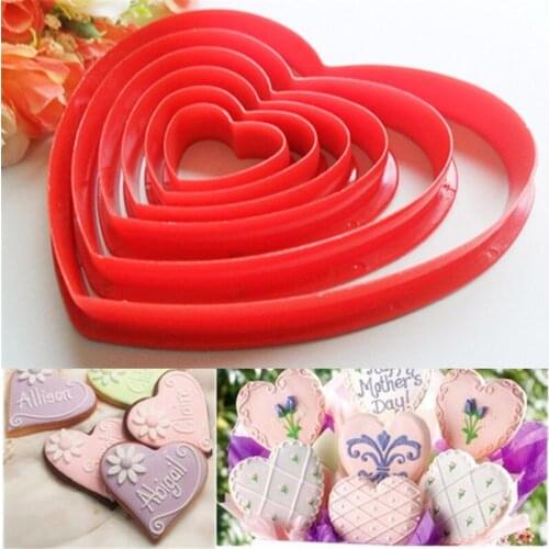 6pcs/set Plastic Heart Shape Star Cake Mold Cake Decorating Tools DIY Birthday Cake Design Bakeware Pastry Mold Tools