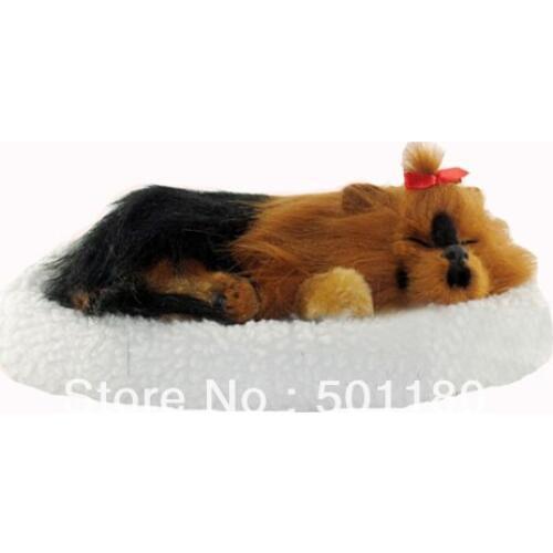 Free shipping fake fur breathing dog breathing dog sleeping lifelike breathing dog toy