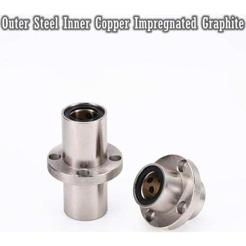 Oilless Bearings LMFC16LUU LMFC20LUU LMFC25LUU LMFC30LUU LMFC35LUU Outer Steel Inner Copper Impregnated Graphite