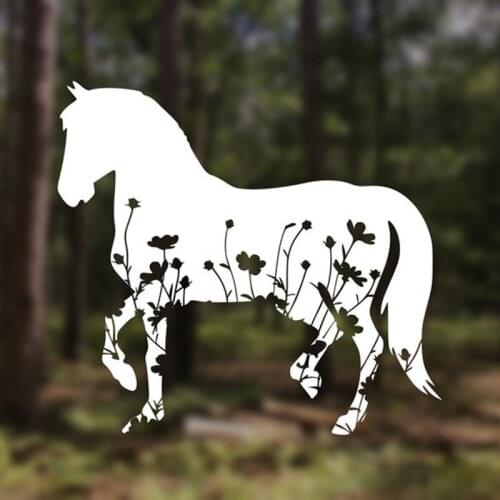 Black/Sliver Horse Floral Car Sticker Horseback Riding Laptop Removable Waterproof Window Body Decal CL1003