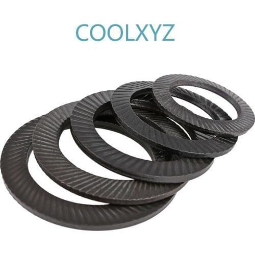Carbon steel black cone double-sided anti loose locking anti slip teeth washer gasket m4-m30 10PCS