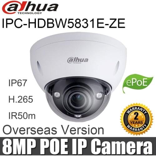 Dahua IPC-HDBW5831E-ZE 8MP IP Camera H.265 2.7mm-12mm Motorized lens IR 50m Support POE 4K CCTV Security Camera Original