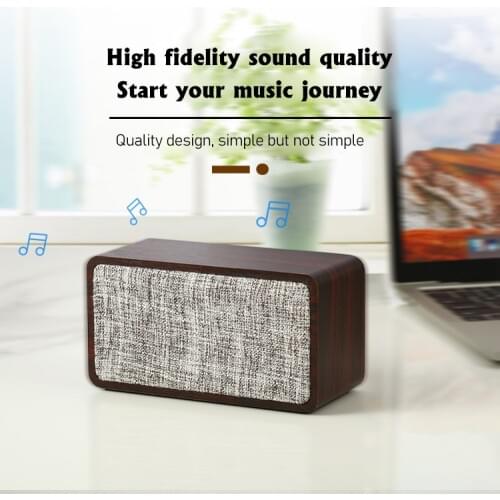 Wooden Mini Speaker Vintage Cloth Wireless Portable Wooden Bluetooth Speaker Stereo Small Music Player Home Phone Audio Speaker
