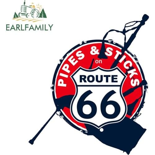 EARLFAMILY 13cm x 11.1cm for ROUTE 66 Scratch-Proof Car Assessoires Stickers Graffiti Decal Sunscreen Waterproof Decoration