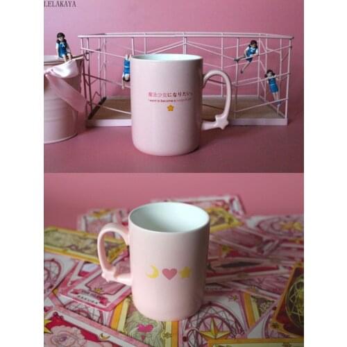 201-300ml Novelty Creative Pink Sakura Card Captor Action Figure Ceramic Brief Mugs Coffee Tea Water Bottle Lovely Birthday #659