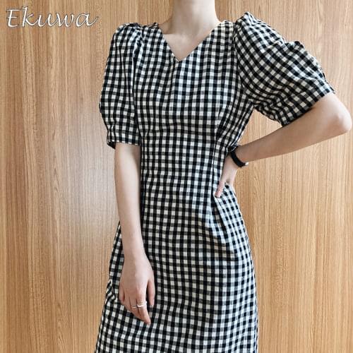 Модные платья в клетку EKUWA China At AliExpress