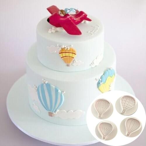 Hot Air Balloon Cookie Cutters 4 Pcs/Set Biscuit Cutting Mould Set Fondant Mold Embossing Plunger Cutter For Cupcake Pastries