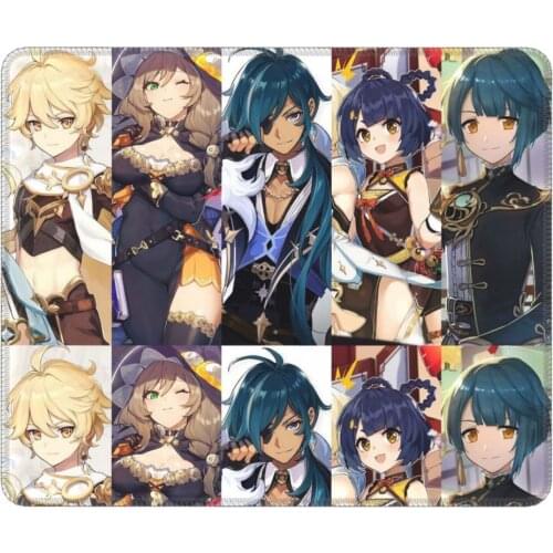 Genshin Impact Zhongli Keqing Characters Cool Mouse Pad with Locking Edge Mouse Mats Rubber PC Table Decoration Cover