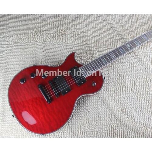 Hot Wholesale High Quality Mosaic inlay fingerboard Deluxe 6 Strings Active Pickup Left Hand Red Electric Guitar
