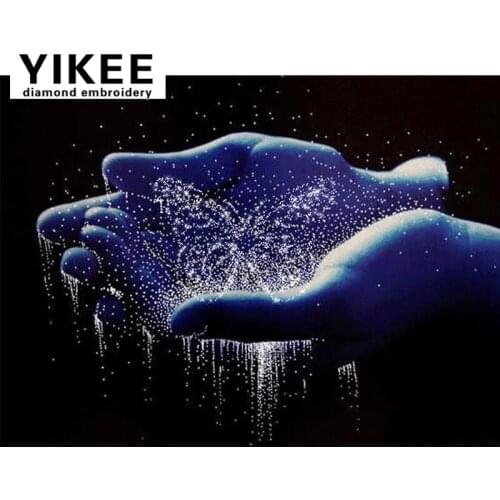 H243 The Hand Butterfly Water,diy diamond,diamond painting square,5d embroidery,crystal picture,diamond embroidery animals