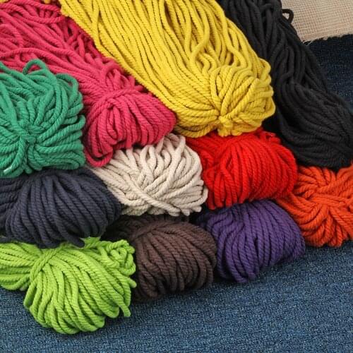 5mm Thick Cotton Rope DIY Craft Braided Color Rope Decoration Beam Mouth Binding Decorative Sewing Cloth Three-strand Thread 5m