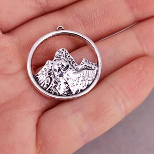 Hzew 5pcs Mountain Hill Gold And Silver Color Pendant charm Engagement Jewelry For Women Man