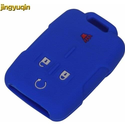 Jingyuqin 10pcs Silicone Remoet Car Key Cover Case Fit For Cadillac For Chevrolet Silverado For GMC Sierra Car-Styling 4 Buttons