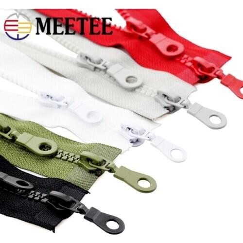 Meetee 5pcs 70/80cm 5# Resin Double Open Zipper for Down Jacket DIY Child Clothing Sleeping Bag Sewing Zip Accessories ZA022