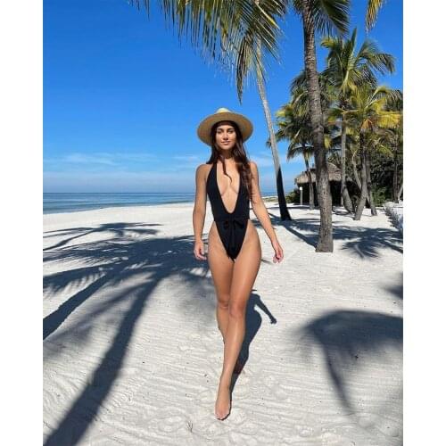 Melphieer Black One Piece Swimwear