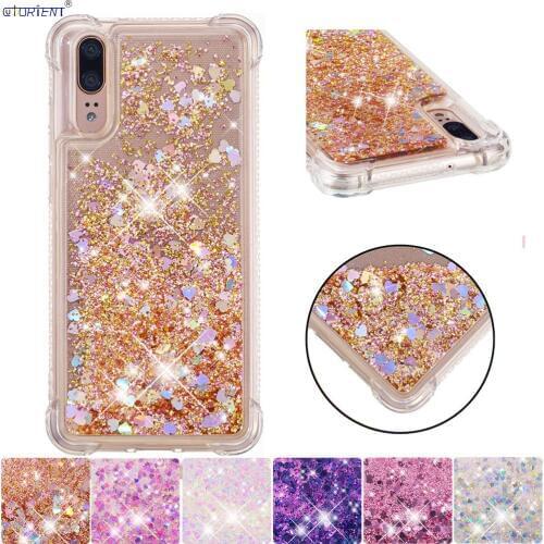 Cute Cover For Huawei P20 Bling Glitter Stars Dynamic Liquid Quicksand Bumper Case EML-L29 EML-L09 Soft Silicone Fitted Cases