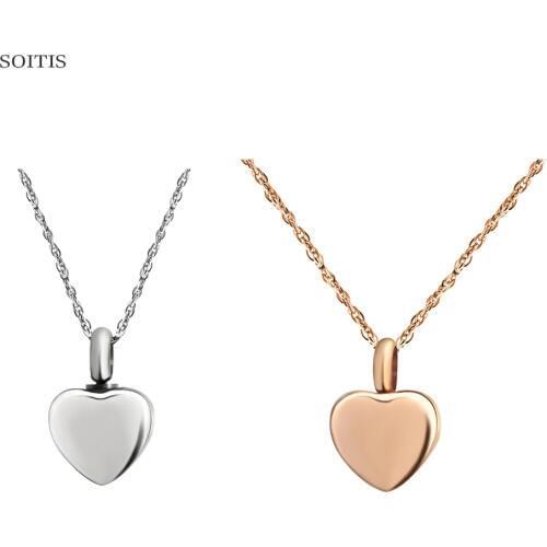 SOITIS Mini Heart Shape Gold Color Customize Fillable Ash Pendant Necklace Fashion Keepsake Gift for Women Men Prayer Box