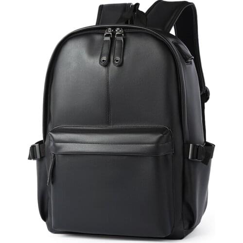 New Men Leather Backpacks Fashion Black School Bags for Teenagers Boys Casual College Book Bag Laptop Waterproof Backpacks