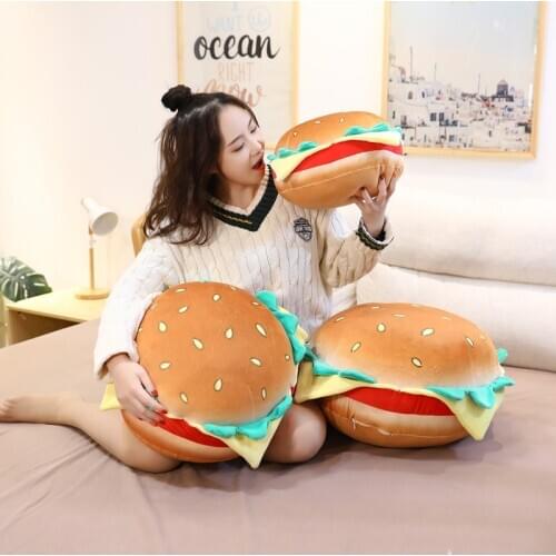 35/45/55cm Soft 3D Burger Throw Pillow Office Chair Cushion Sofa Cushion Child Girlfriend Christmas and Birthday Gift