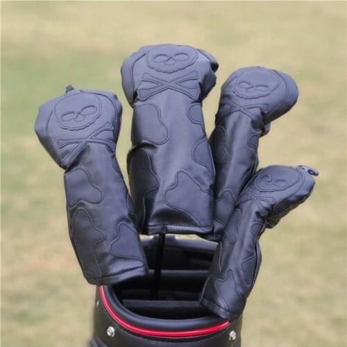 Golf club head cover set skull head cover fairway mixed wood cover leather cover for mixed fairway woods