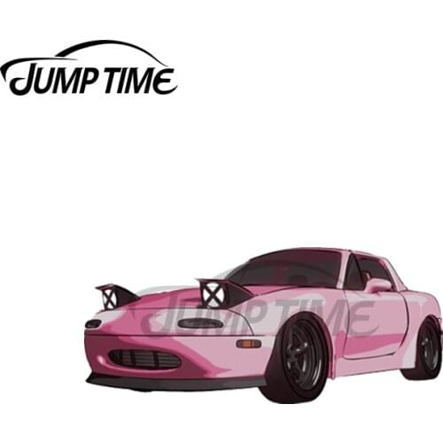 Jump Time 13 x 3.9cm For Pink Mazda Mx5 Miata Car Stickers Laptop Motorcycle Windows Graffiti Stickers Creative Graphics Decal