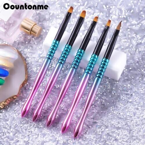 1set Nylon Hair Nail Art Brush Painting Drawing Lines Pen Acrylic Brush Pen Nail Gel Builder Carving 3D Tips Salon Manicure Tool