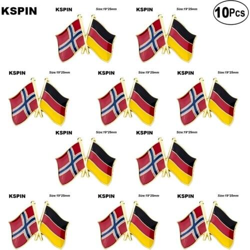 Norway Germany Friendship Flag Lapel Pin Flag badge Brooch Pins Badges 10Pcs a Lot